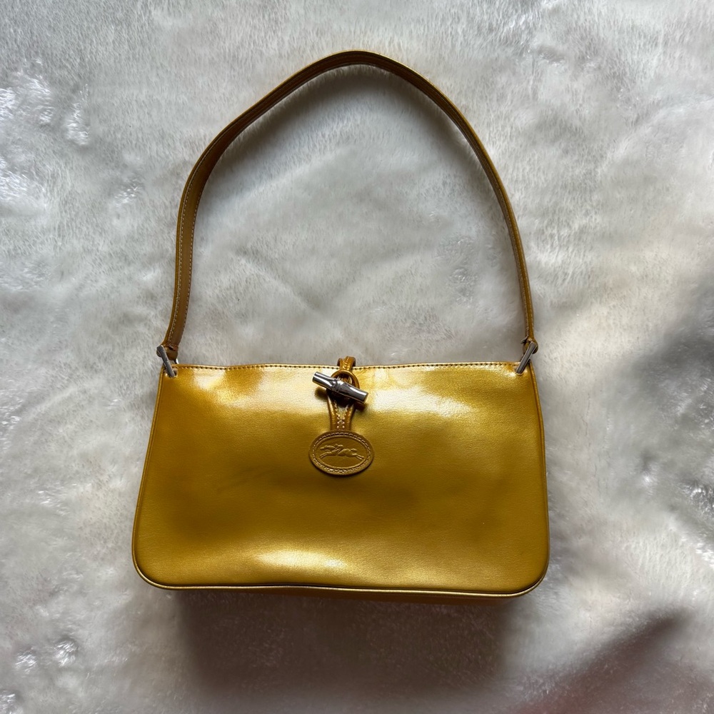 Longchamp Yellow Patent Leather Shoulder Bag